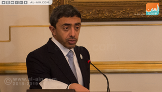 الشيخ عبدالله بن زايد آل نهيان خلال المؤتمر الصحفي المشترك مع نظيره المصري