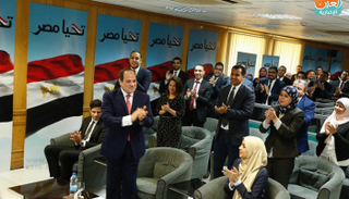 السيسي في مقر حملته الانتخابية عقب إعلان الفوز