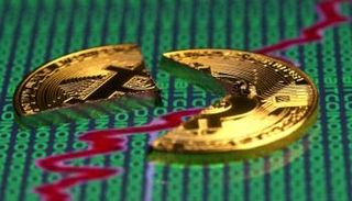 عرض نموذج مكسور للعملة الافتراضية لـ Bitcoin على رسم بياني