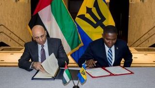 مراسم توقيع مذكرة التفاهم بين الإمارات وبربادوس