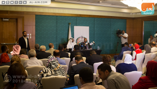 جانب من المؤتمر الصحفي للبرلمان العربي