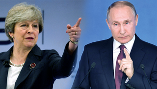 الرئيس الروسي فلاديمير بوتين ورئيسة الوزراء البريطانية تيريزا ماي