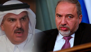 وزير الدفاع الإسرائيلي والمسؤول القطري محمد العمادي