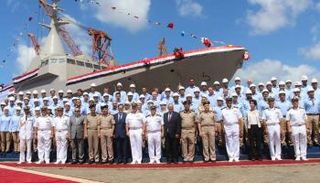 جانب من احتفالية القوات البحرية المصرية بتدشين أول فرقاطة محلية الصنع من طراز 