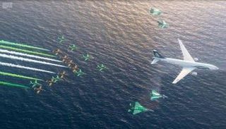 القوات الملكية السعودية تزين سماء جدة احتفالا باليوم الوطني الـ88