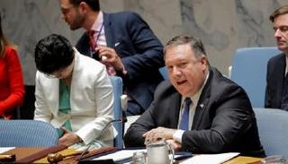 وزير الخارجية الأمريكي مايك بومبيو خلال جلسة مجلس الأمن - رويترز