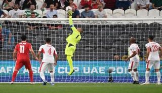 من مباراة الأردن وفلسطين