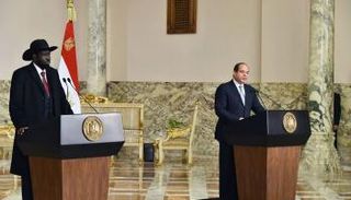 السيسي وسلفاكير خلال المؤتمر الصحفي في قصر الاتحادية