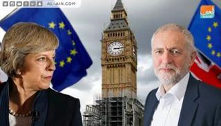 رئيسة الوزراء البريطانية تيريزا ماي وزعيم حزب العمال جيريمي كوربن 