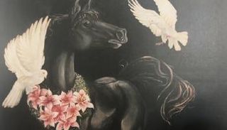 لوحة الشيخة صنعاء بن حشر آل مكتوم في معرض "قصتها"