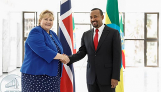 لقاء سابق يجمع آبي أحمد مع رئيسة وزراء النرويج - أرشيفية