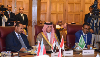 عادل بن أحمد الجبير خلال الاجتماع الطارئ للجامعة العربية