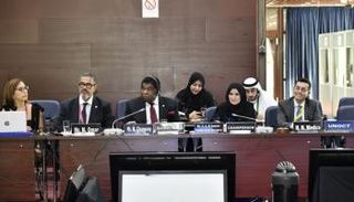 الدكتورة أمل القبيسي خلال اجتماع المجموعة الاستشارية لمكافحة الإرهاب 