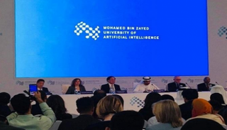 جانب من مؤتمر صحفي لإطلاق  جامعة محمد بن زايد للذكاء الاصطناعي