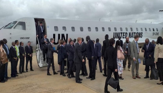 وفد مجلس الأمن لدى وصوله إلى جنوب السودان