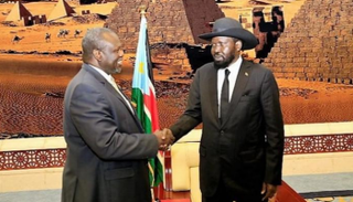 سلفاكير ومشار في القصر الرئاسي بالعاصمة السودانية الخرطوم- أرشيفية
