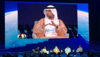 وزير الطاقة والصناعة الإماراتي خلال فعاليات أديبك 2019 بأبوظبي