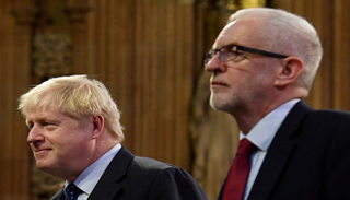  رئيس الوزراء البريطاني بوريس جونسون وزعيم حزب العمل جيريمي كوربين