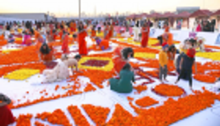 5 آلاف متطوع بالإمارات يصنعون أكبر سجادة زهور طبيعية