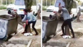 فيديو صادم.. شابان إيرانيان يضعان طفلا بالقوة داخل حاوية قمامة