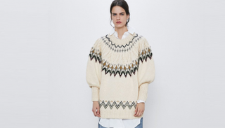 البلوفر يزدان بنقوش زاهية وجذابة ذات طابع اسكندنافي