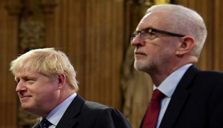 رئيس الوزراء البريطاني بوريس جونسون وزعيم حزب العمل جيريمي كوربين