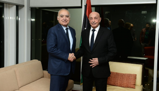 رئيس مجلس النواب الليبي مع المبعوث الأممي غسان سلامة