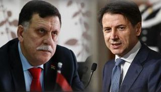 رئيس الوزراء الإيطالي جوزيبي كونتي ورئيس حكومة الوفاق فايز السراج