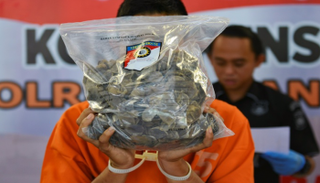 مهرب يحمل كيسا فيه حراشف آكل نمل حرشفي