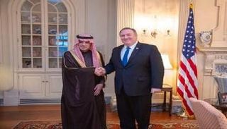 عادل الجبير خلال لقاء مايك بومبيو في واشنطن