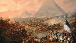 عمل فني يصور دخول قوات نابليون بونابرت إلى مصر