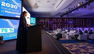 مريم المهيري خلال كلمتها في منتدى الأمن الغذائي