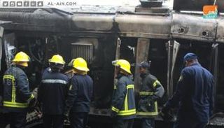 الحريق اندلع نتيجة اصطدام جرار بصدادة في محطة قطارات مصر