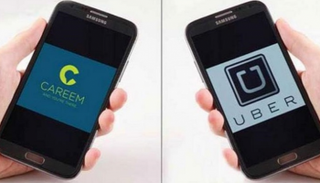 تطبيقا أوبر وكريم على الهاتف المحمول