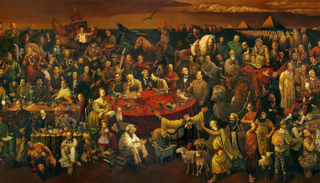 لوحة نقاش مع دانتي للفنانين الصينيين جانغ آن وداي دودو ولي تييزي