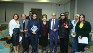 جانب من المؤتمر الصحفي لمهرجان شرم الشيخ للمسرح