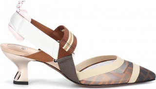 حذاء فندي مزيج قماش، والنسيج المرن، والجلد مجتمع