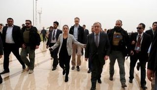 الأمين العام للأمم المتحدة أنطونيو جوتيريس لدى مغادرته ليبيا