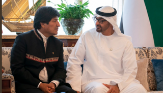 الشيخ محمد بن زايد آل نهيان ولي عهد أبوظبي خلال استقباله رئيس بوليفيا