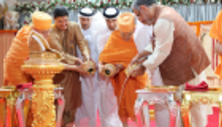 بالصور.. مراسم وضع حجر أساس أول معبد هندوسي في أبوظبي