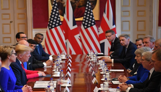 ترامب خلال زيارته لبريطانيا - أ ف ب