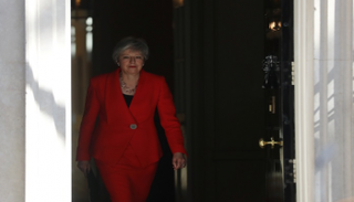 تيريزا ماي عقب إلقاء خطاب الاستقالة- أرشيفية