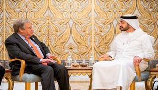 الشيخ عبدالله بن زايد وأنطونيو جوتيريس خلال لقاء اليوم