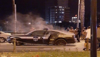 صورة للدورية التي تعرضت لإعتداء