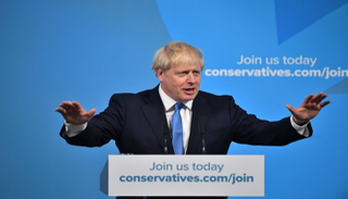 جونسون خلال إلقائه خطاب زعامته لحزب المحافظين - الألمانية