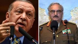 قائد الجيش الليبي المشير خليفة حفتر والرئيس التركي أردوغان