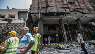 جانب من حادث معهد الأورام بوسط القاهرة