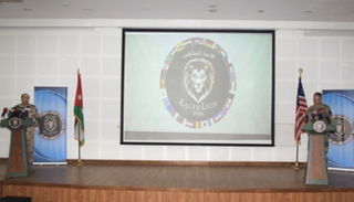 جانب من المؤتمر الصحفي لإعلان انطلاق التمرين العسكري