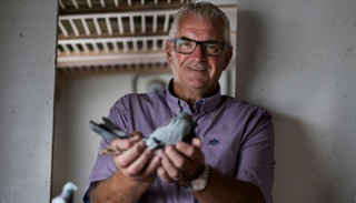 جويل فيرشوت مع أحد طيور الحمام