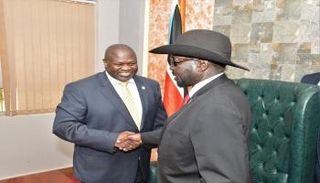 جانب من لقاء سلفاكير ميارديت وزعيم المعارضة رياك مشار 